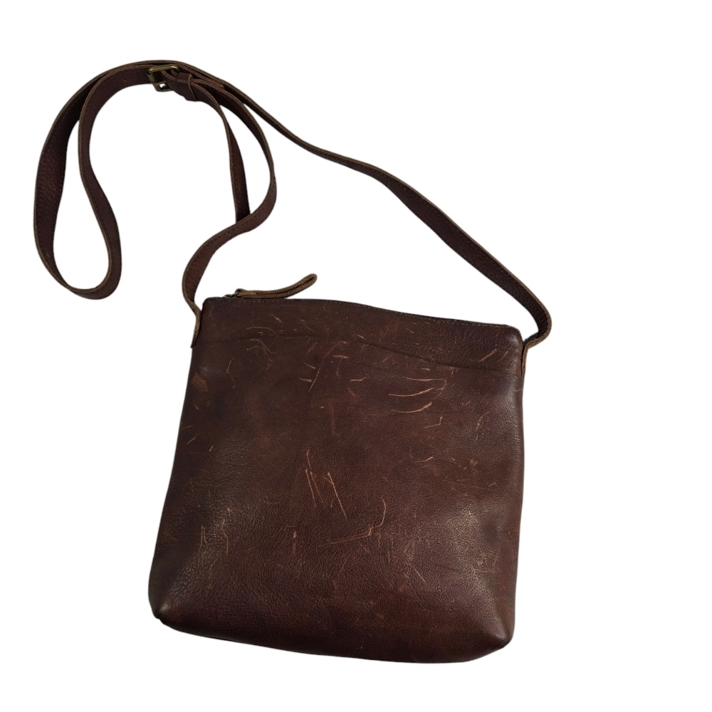 Duluth Trading lifetime leather brown leather crossbody field bag